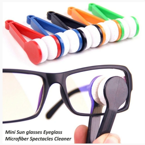Premium Microfiber Portable Eyeglass Spectacles Sunglass Lens Cleaner Brush Clip Tool With Key Hole (Multi Colour) Pack Of 1 